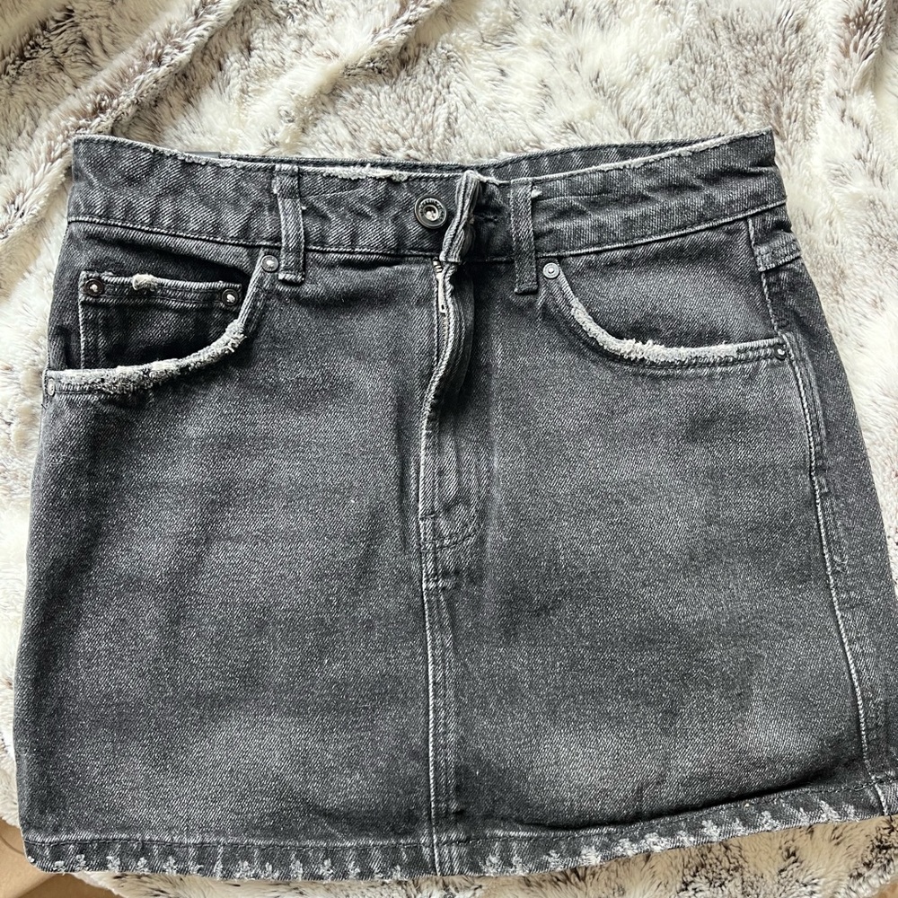 zara denim black skirt